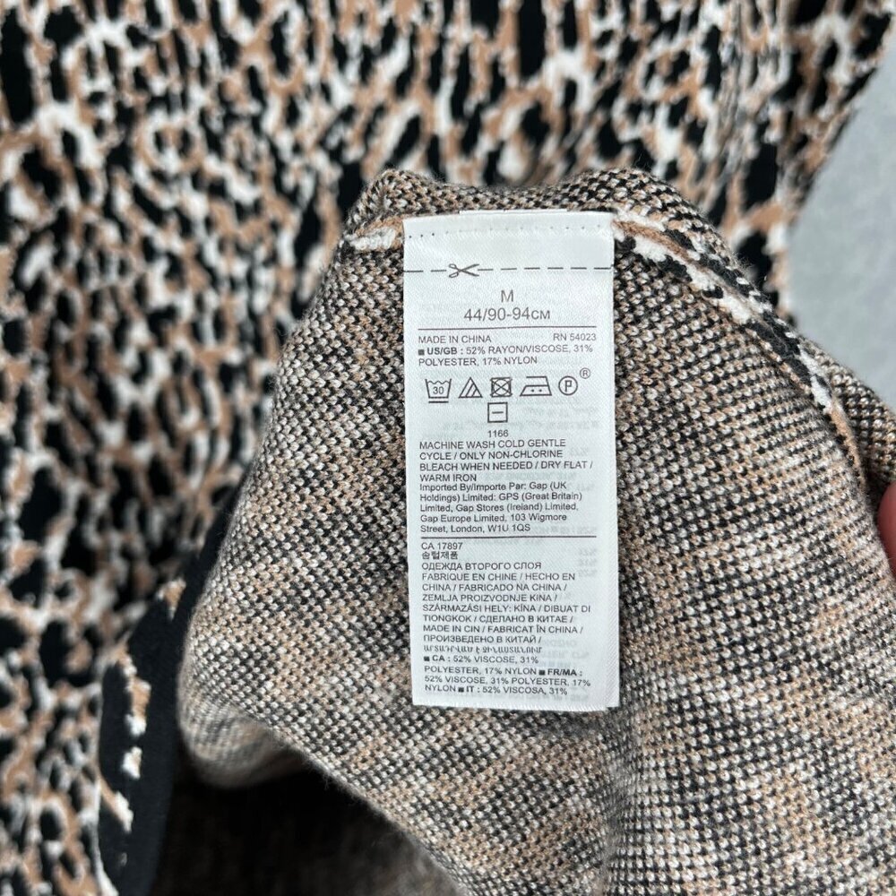 Banana Republic Leopard Sweater Dress Size M Long Sleeve Neutral Black Office - Picture 5 of 10